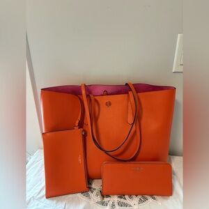 Kate Spade Stacy Leather Large Tote Set /matching Madison Continental Wallet